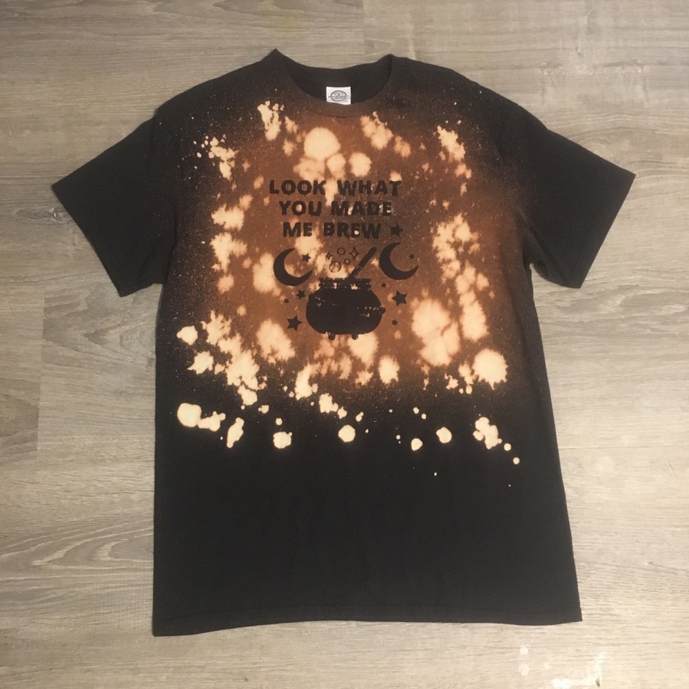 Vintage Halloween acid bleach washed T-shirt witches brew